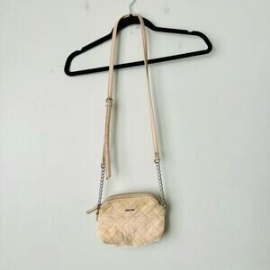 Nine West quilt pleated velvet Small cross body shoulder bag chain leather strap